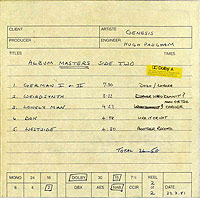 Reel Tape. /></a>There was a number of other songs that could have ended on <span>Abacab</span>. <span>Me And Virgil</span>probably lost the internal decision process against <span>Dodo</span>. <span>Paperlate</span> became a big hit and featured a brass group like <span>No Reply At All</span>. Last but not least there was <span>You Might Recall</span> that is considered the best piece from the <span>Abacab</span> sessions. But Genesis has other fish to fry. They did not want just a batch of good songs, they wanted structural unity. <span>Abacab</span> achieved it and that is its advantage over other records like <a href=