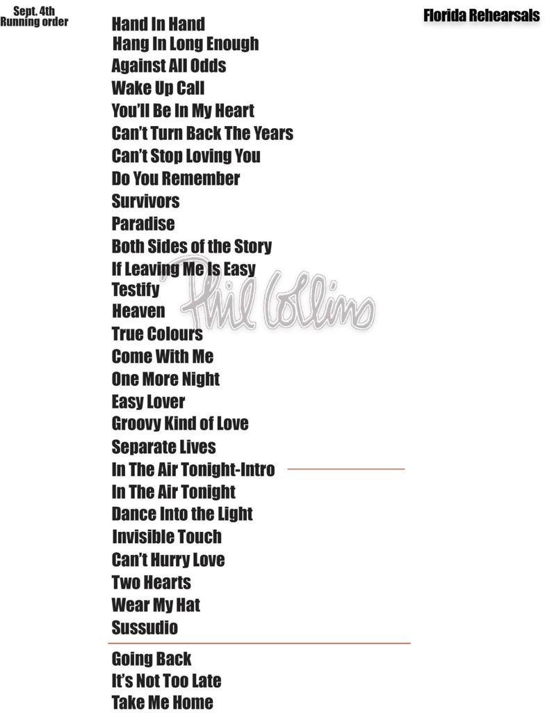 Phil Collins Setlist 2014